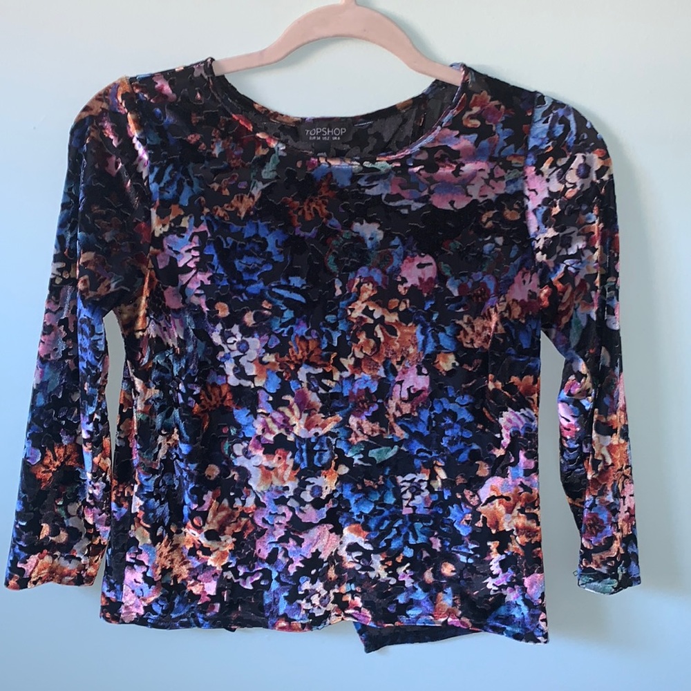 Top Shop velvet floral open back top